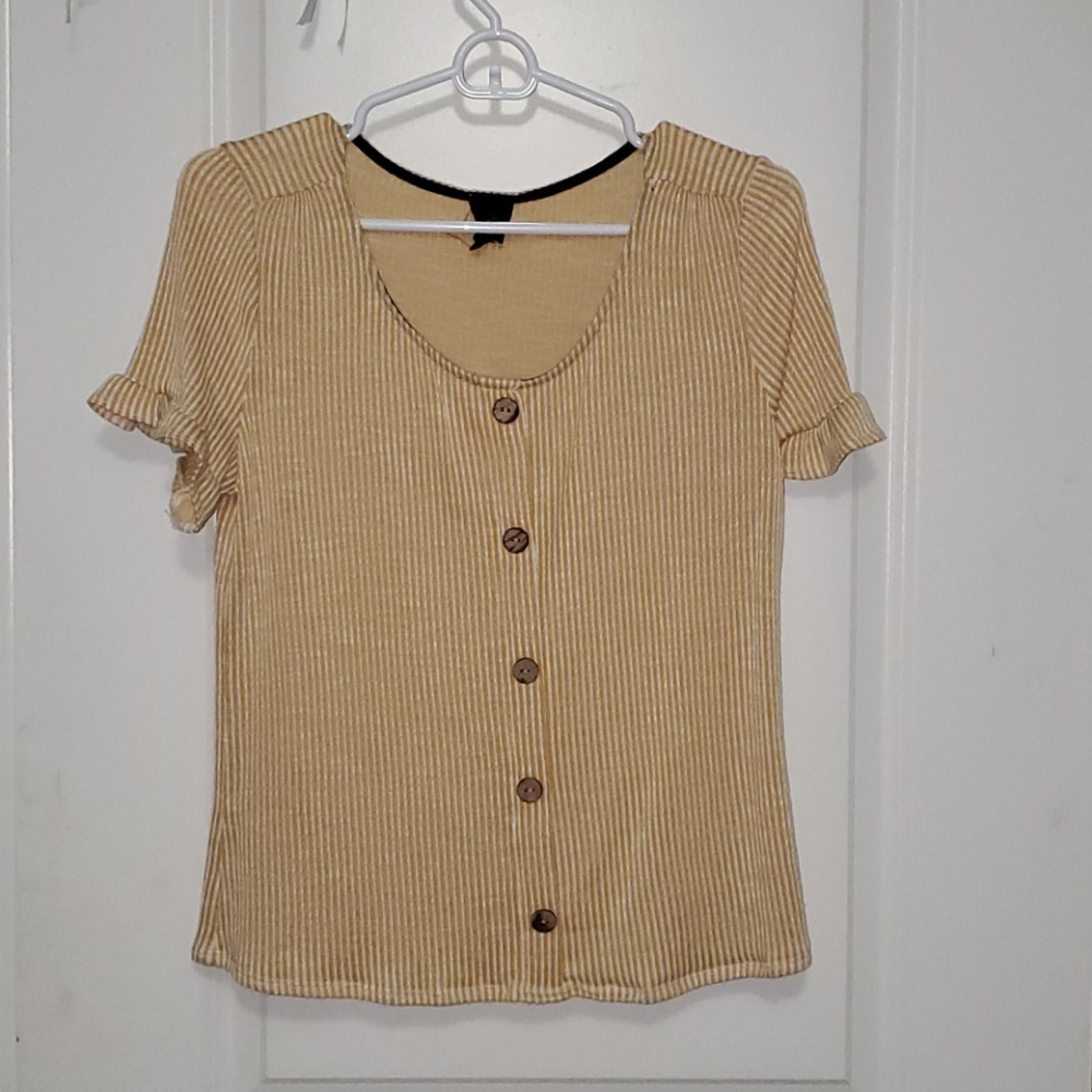Yellow stripped button shirt